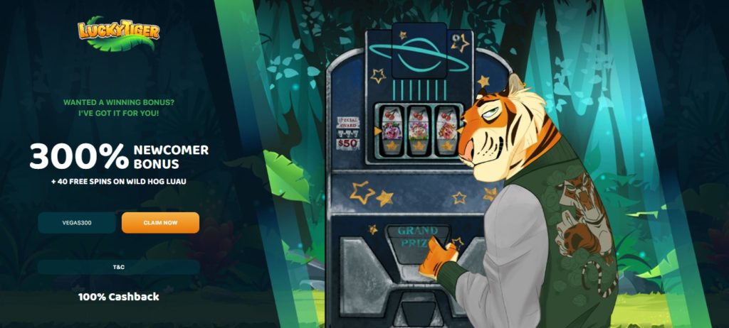 Lucky tiger casino homepage screenshot