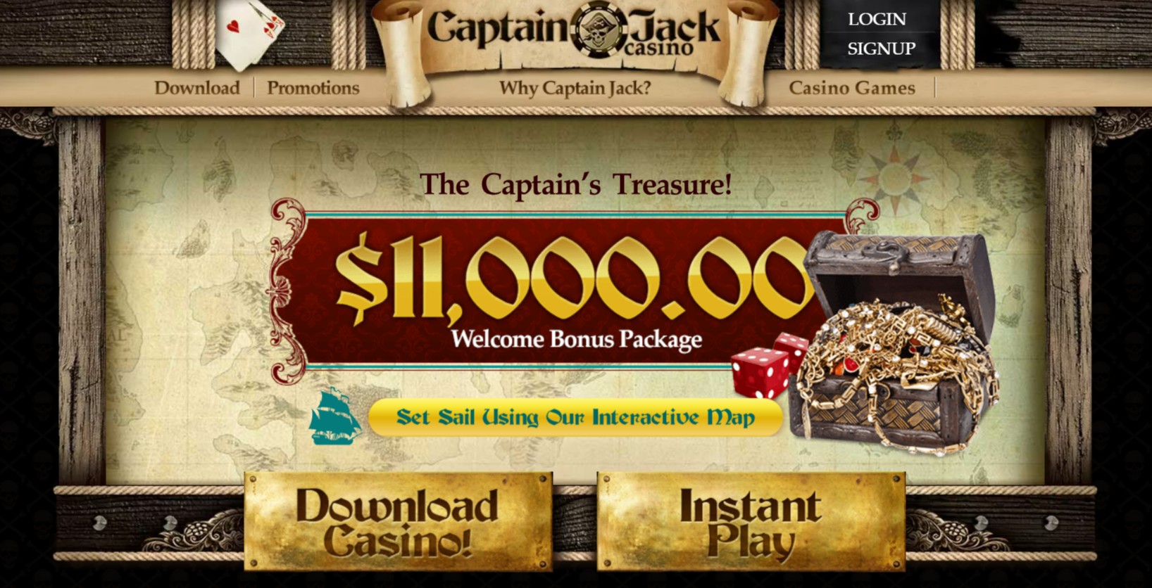 Captain Jack Casino homepage screenshot