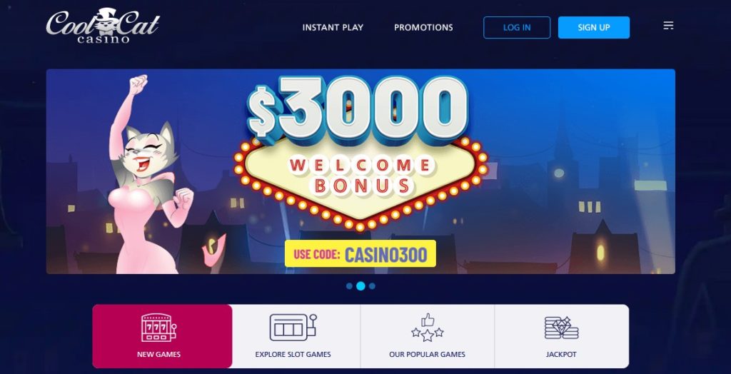 Cool Cat casino homepage screenshot